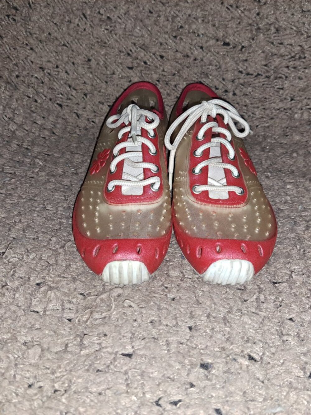 Vintage Y2K NO BOUNDARIES-Tynan Jelly Sneakers-Clear & Red-SZ 7-Excellent - Picture 3 of 8